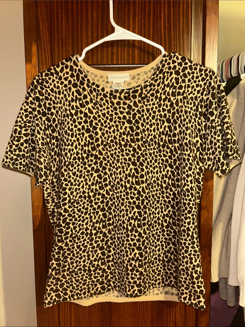 Talbots Leopard-Print Short Sleeve Acrylic Tee